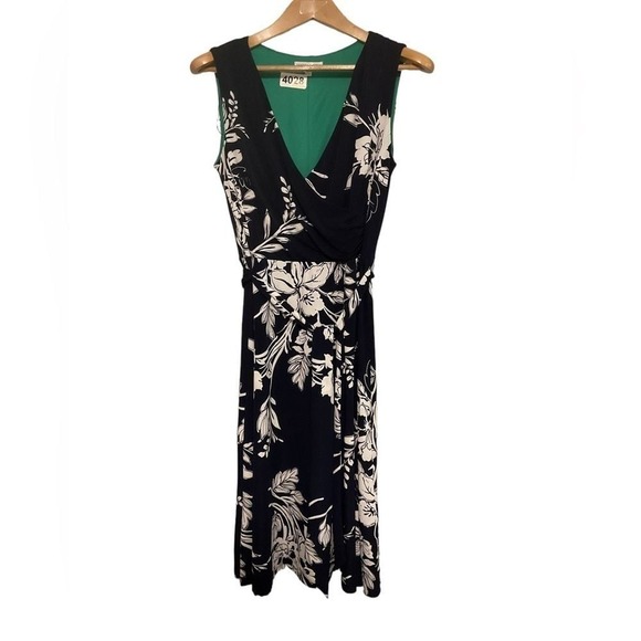 Sandra‎ Darren black white flower print dress size M Y2K - Picture 4 of 7